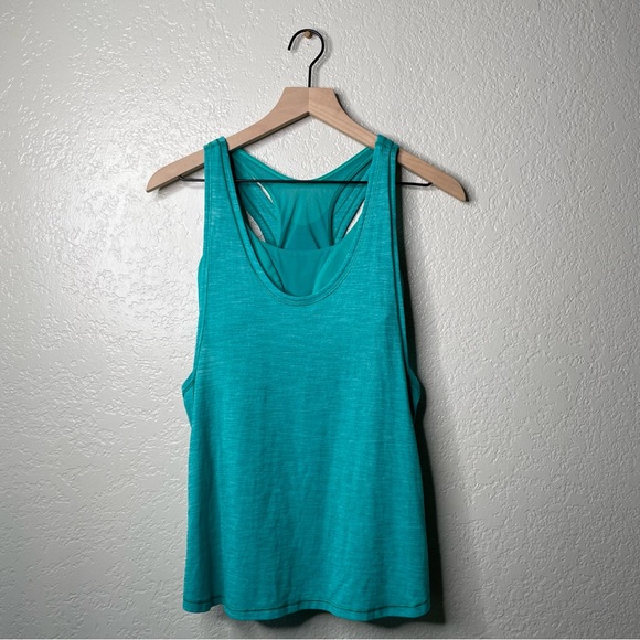Lululemon Glide and Stride Tank Heathered Viridian Green Workout Top - Picture 5 of 12
